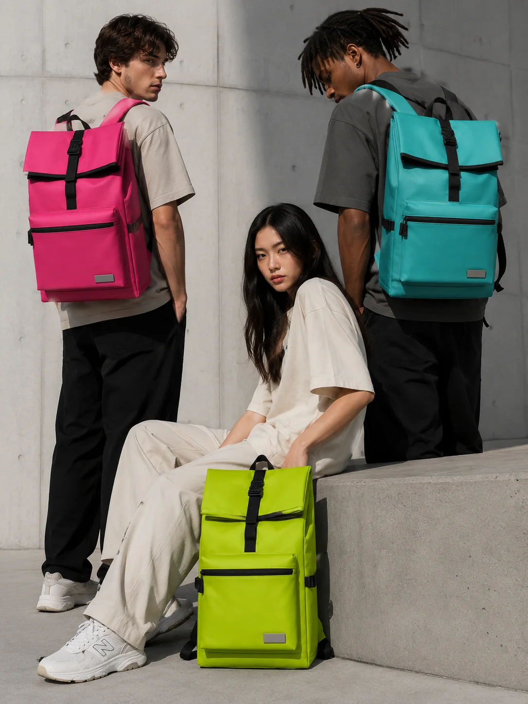 ARZES lime backpack lifestyle