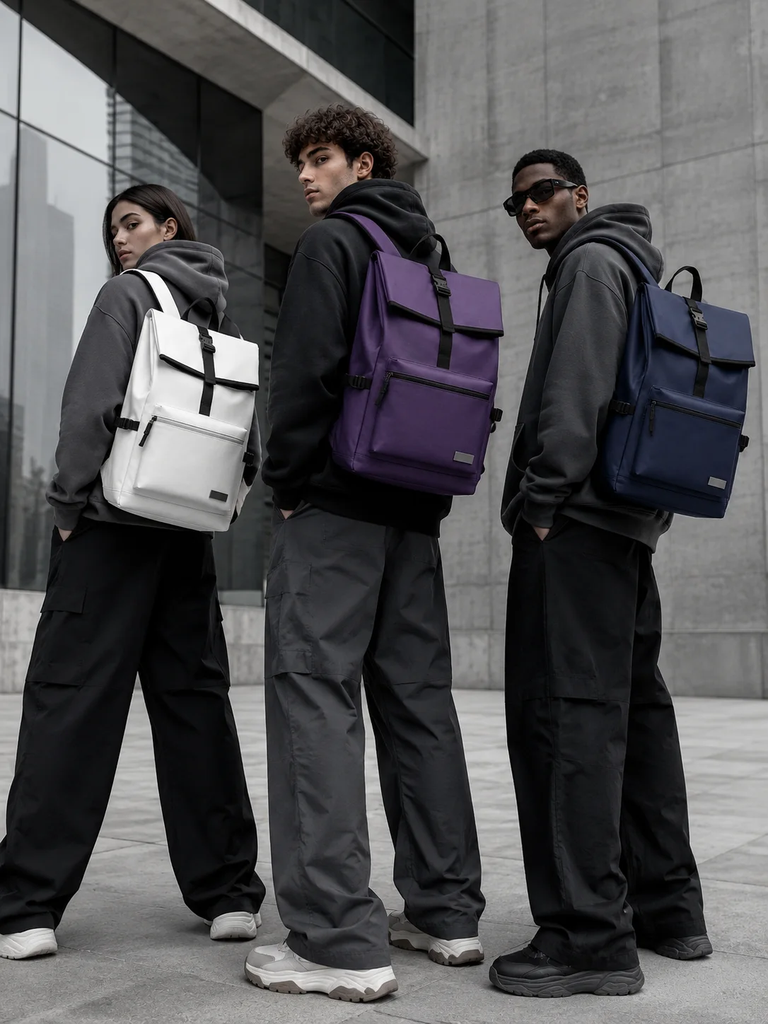 ARZES white purple blue backpacks